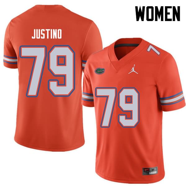 NCAA Florida Gators Daniel Justino Women's #79 Jordan Brand Orange Stitched Authentic College Football Jersey LIB4164WM